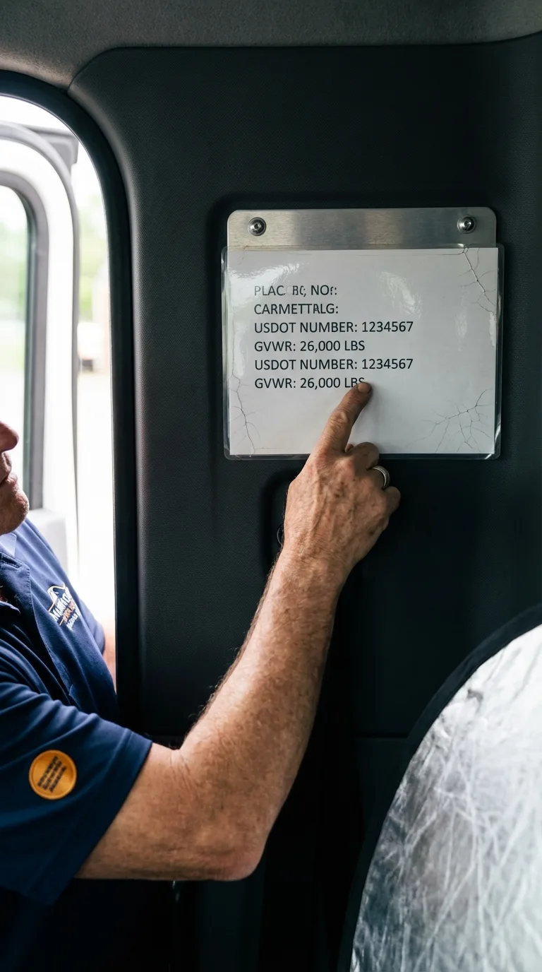 USDOT licensing placard verification in Holcomb